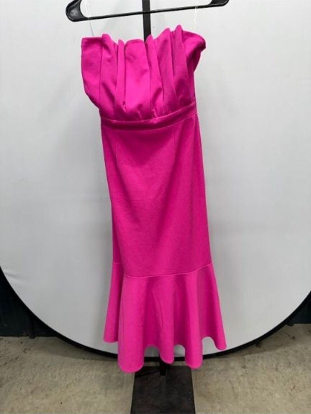 Entro Pink Strapless Sheath Cocktail Midi Dress